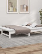 vidaXL Разтегателно дневно легло бяло 2x(100x200) см бор масив