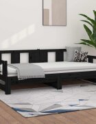 vidaXL Разтегателно канапе черно бор масив 2x(90x200) см