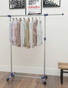 vidaXL Регулируема стойка за дрехи стомана 165x44x150 см сребриста