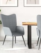 vidaXL Релаксиращ стол светлосив плат