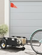 vidaXL Ремарке за колело черно Оксфорд плат и желязо