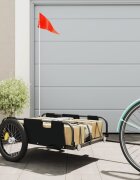 vidaXL Ремарке за колело черно Оксфорд плат и желязо