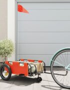vidaXL Ремарке за колело оранжево Оксфорд плат и желязо