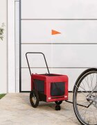 vidaXL Ремарке за колело за любимци черно червено Оксфорд плат желязо