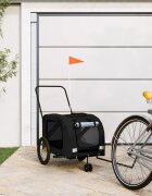 vidaXL Ремарке за колело за любимци черно Оксфорд плат и желязо