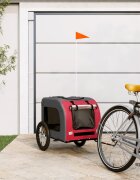 vidaXL Ремарке за колело за любимци червен и сив Оксфорд плат и желязо