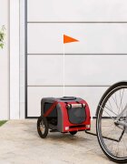 vidaXL Ремарке за колело за любимци червен и сив Оксфорд плат и желязо