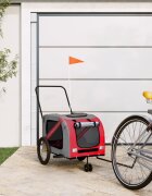 vidaXL Ремарке за колело за любимци червен и сив Оксфорд плат и желязо