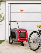 vidaXL Ремарке за колело за любимци червен и сив Оксфорд плат и желязо