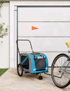vidaXL Ремарке за колело за любимци син и сив Оксфорд плат и желязо