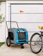 vidaXL Ремарке за колело за любимци син и сив Оксфорд плат и желязо