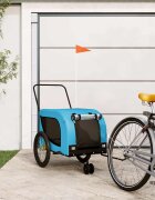 vidaXL Ремарке за колело за любимци синьо черно Оксфорд плат и желязо