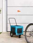 vidaXL Ремарке за колело за любимци синьо черно Оксфорд плат и желязо