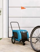 vidaXL Ремарке за колело за любимци синьо черно Оксфорд плат и желязо