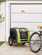 vidaXL Ремарке за колело за любимци зелен и сив Оксфорд плат и желязо