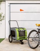 vidaXL Ремарке за колело за любимци зелен и сив Оксфорд плат и желязо