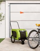 vidaXL Ремарке за колело за любимци зелено черно Оксфорд плат и желязо