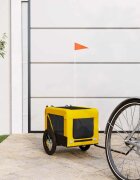 vidaXL Ремарке за колело за любимци жълт и черен Оксфорд плат и желязо