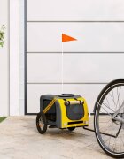 vidaXL Ремарке за колело за любимци жълт и сив Оксфорд плат и желязо