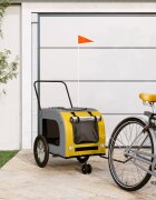 vidaXL Ремарке за колело за любимци жълт и сив Оксфорд плат и желязо