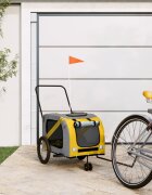 vidaXL Ремарке за колело за любимци жълт и сив Оксфорд плат и желязо