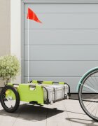 vidaXL Ремарке за колело зелено Оксфорд плат и желязо