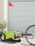 vidaXL Ремарке за колело зелено Оксфорд плат и желязо