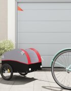 vidaXL Ремарке за велосипед черно и червено 30 кг желязо