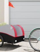 vidaXL Ремарке за велосипед черно и червено 45 кг желязо