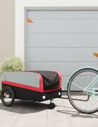 vidaXL Ремарке за велосипед черно и червено 45 кг желязо