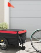 vidaXL Ремарке за велосипед черно и червено 45 кг желязо
