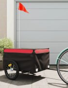 vidaXL Ремарке за велосипед черно и червено 45 кг желязо