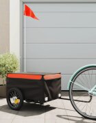 vidaXL Ремарке за велосипед черно и оранжево 30 кг желязо