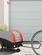 vidaXL Ремарке за велосипед черно и оранжево 30 кг желязо