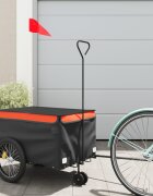 vidaXL Ремарке за велосипед черно и оранжево 30 кг желязо