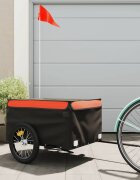 vidaXL Ремарке за велосипед черно и оранжево 45 кг желязо