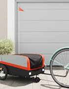 vidaXL Ремарке за велосипед черно и оранжево 45 кг желязо