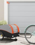 vidaXL Ремарке за велосипед черно и оранжево 45 кг желязо