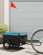 vidaXL Ремарке за велосипед черно и синьо 30 кг желязо