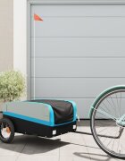 vidaXL Ремарке за велосипед черно и синьо 30 кг желязо