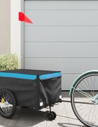 vidaXL Ремарке за велосипед черно и синьо 30 кг желязо