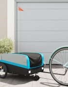 vidaXL Ремарке за велосипед черно и синьо 45 кг желязо