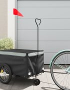vidaXL Ремарке за велосипед черно и сиво 30 кг желязо
