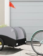vidaXL Ремарке за велосипед черно и сиво 45 кг желязо