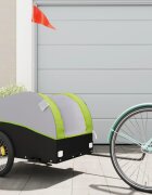 vidaXL Ремарке за велосипед черно и зелено 45 кг желязо
