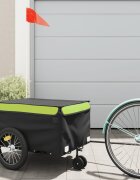 vidaXL Ремарке за велосипед черно и зелено 45 кг желязо