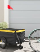 vidaXL Ремарке за велосипед черно и жълто 30 кг желязо