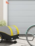 vidaXL Ремарке за велосипед черно и жълто 30 кг желязо
