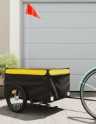 vidaXL Ремарке за велосипед черно и жълто 45 кг желязо