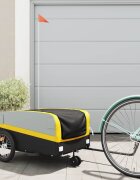 vidaXL Ремарке за велосипед черно и жълто 45 кг желязо